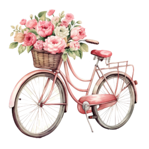 Bicicleta de pedales vintage con flores